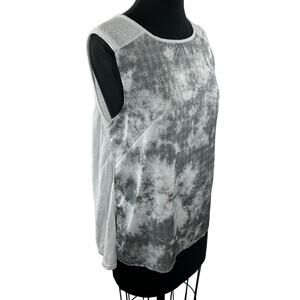 H&M Womens Gray White Tie Dye Round Neck Sleeveless Pullover Knit Top Size M